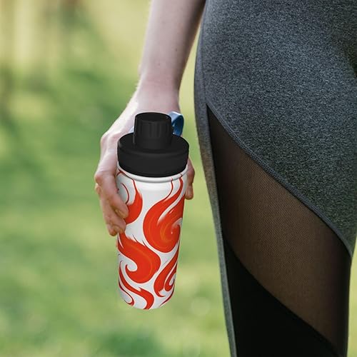 Miniatura 7 de Coral Amber Red Printed Insulated Water Bottle, 18oz Stainless Steel Funny Travel Mug, Leakproof Hot & Cold for Sports, Gym, Hiking