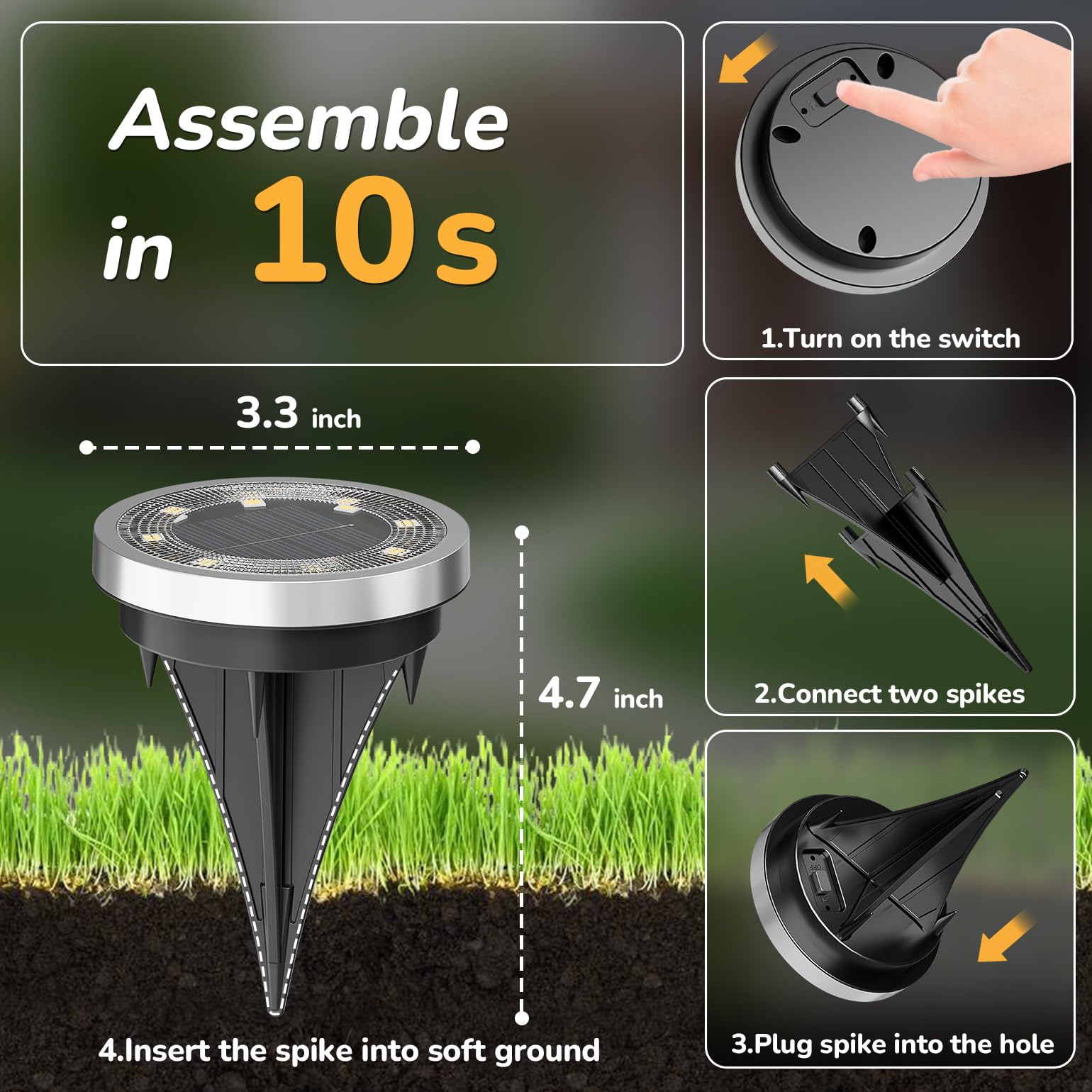 INCX Luces solares de suelo, paquete de 16 luces solares para exteriores, impermeables, luces solares de jardín, iluminación de paisaje para patio, camino, césped, terraza, entrada, pasarela, blanco