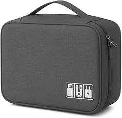 Bolsa Organizadora Para Cabos e Acessórios Eletrônicos Impermeável Estojo Multifuncional para Viagem Mundo F&s (Cinza)