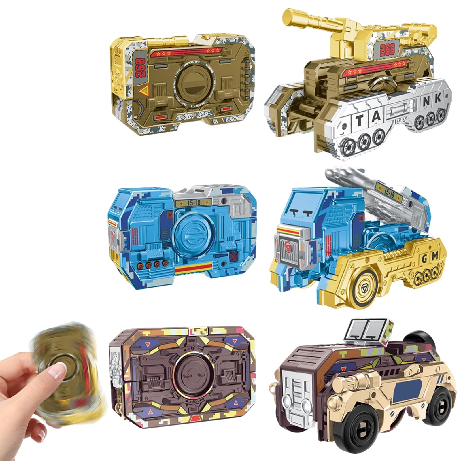 Transformable Fidget Spinners 3 Pack, Deformable Armored Car Finger Gyros