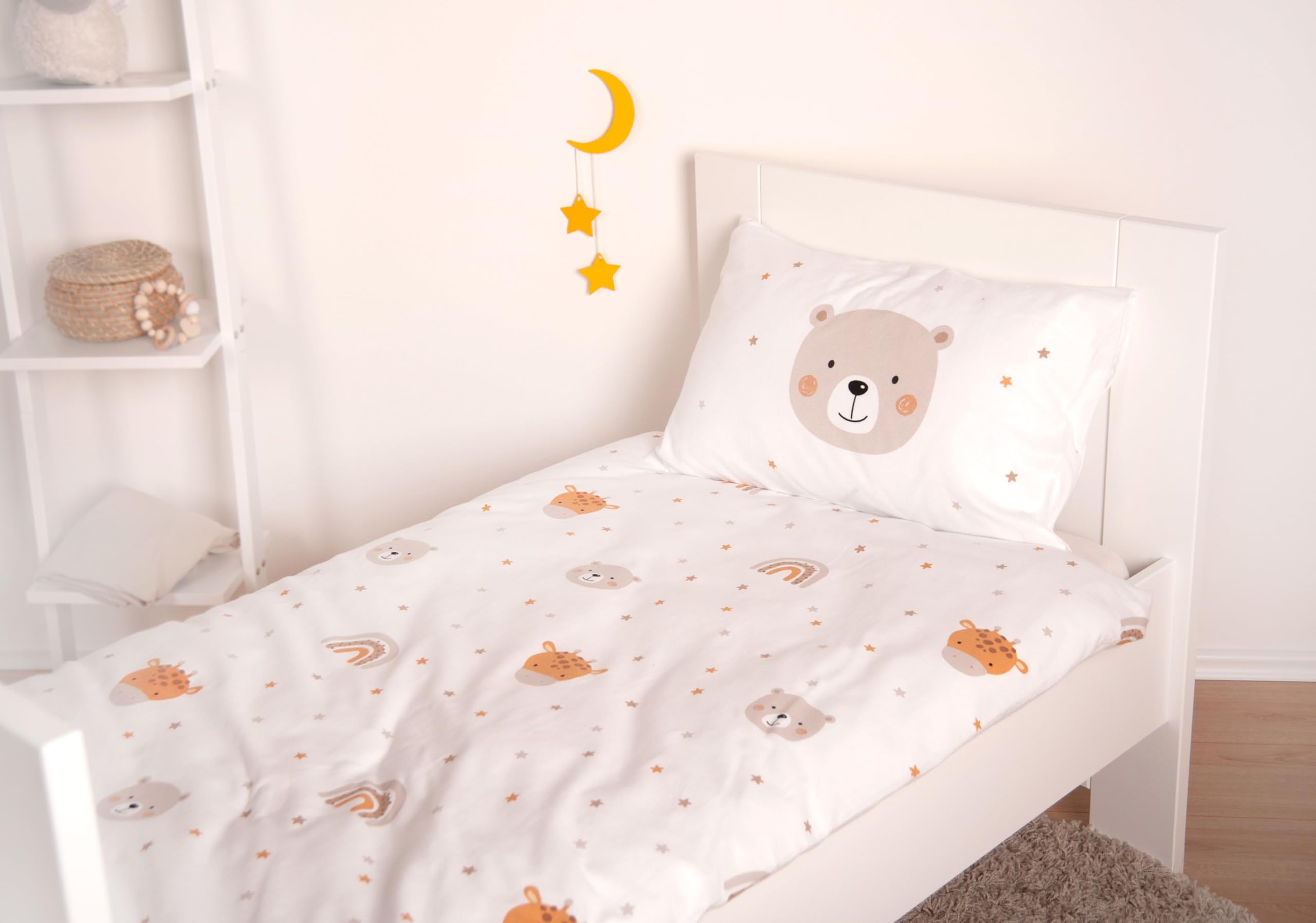 Herding babybest Parure de lit d'hiver Little Friends, Taie d'oreiller 40 x 60 cm avec rabat hôtel, Housse de couette 100 x 135cm, Avec fermeture éclair, 100% coton/flanelle, Twin