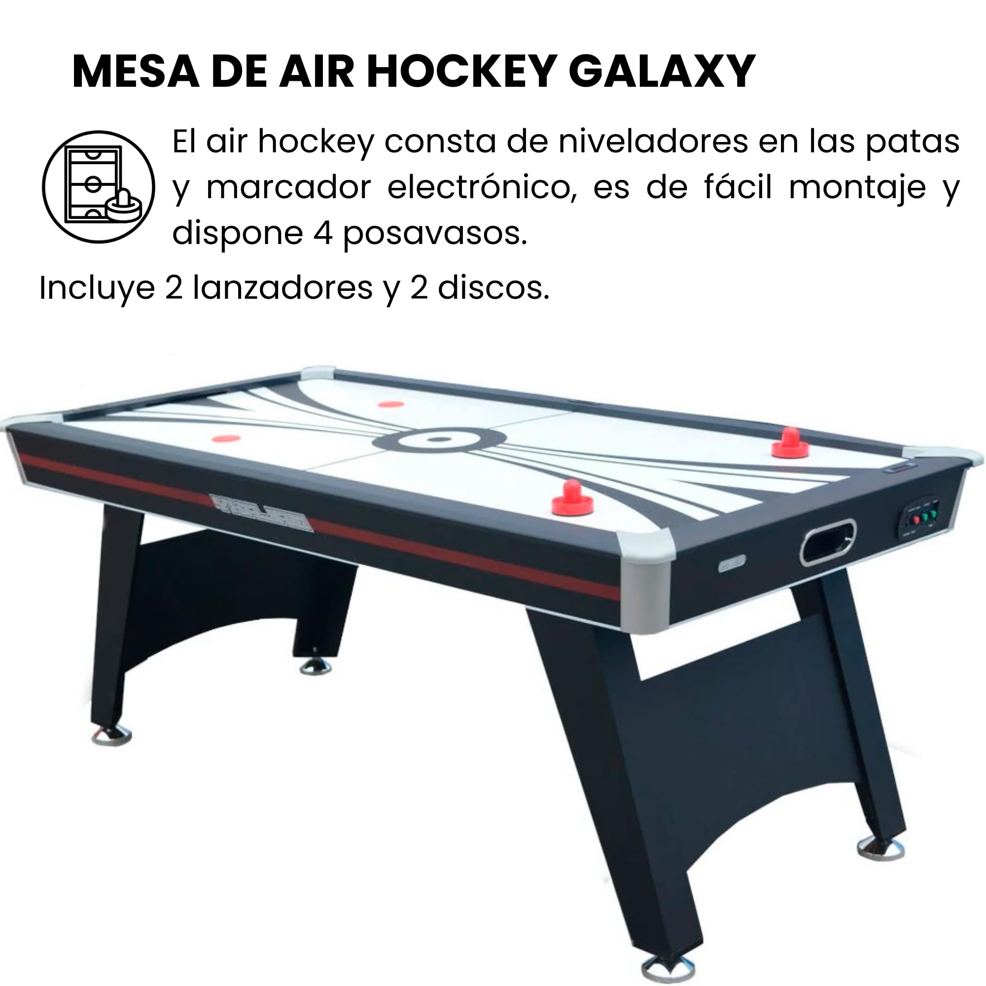 Devessport - Air Hockey Galaxy - Fácil Montaje - Ideal para Jugar con Amigos - Medidas: 214.5 x 117.5 x 82 Cm