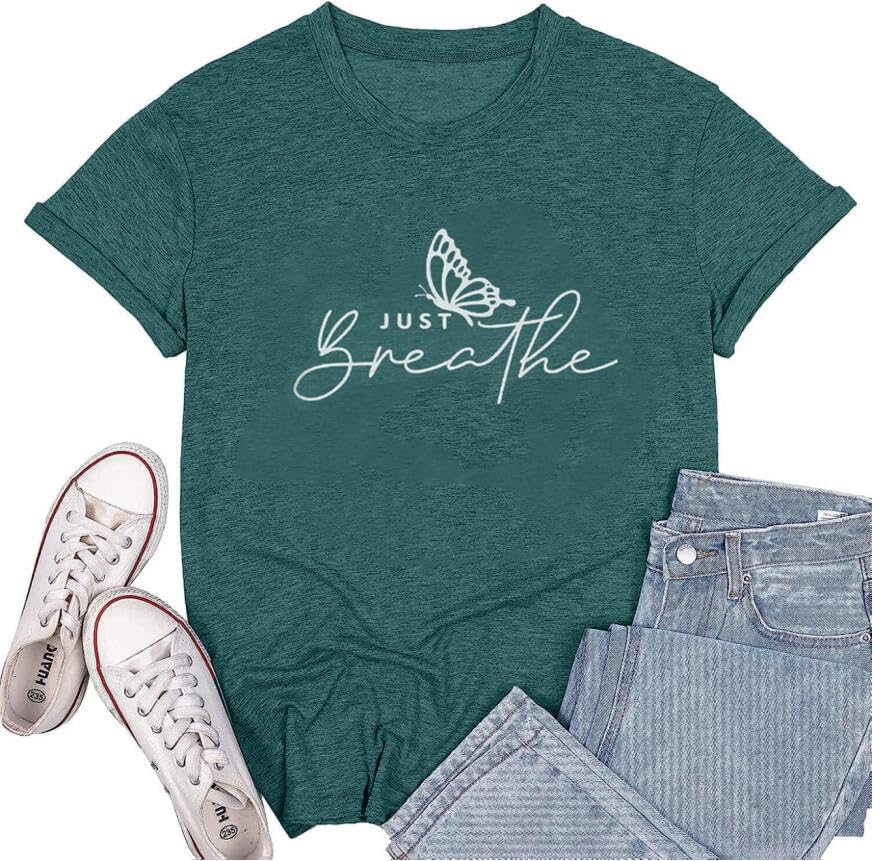 Funny Graphic Shirts for Women Summer Casual Short Sleeve Outdoor Workout Tee Tops