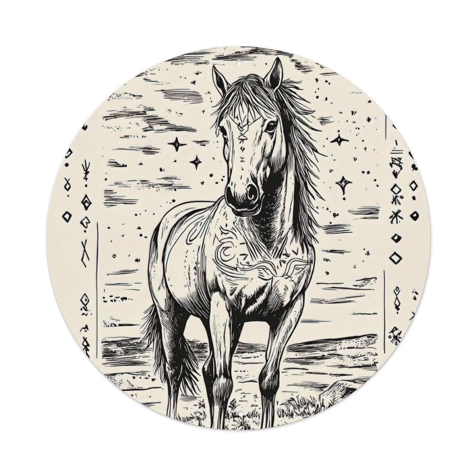 Animal Artwork Horses on The Prairie Vintage Metal Tin Sign Plaque Wall Decor for Cafe, Club Bar, Office, Garden Metal Poster 8x8Inch
