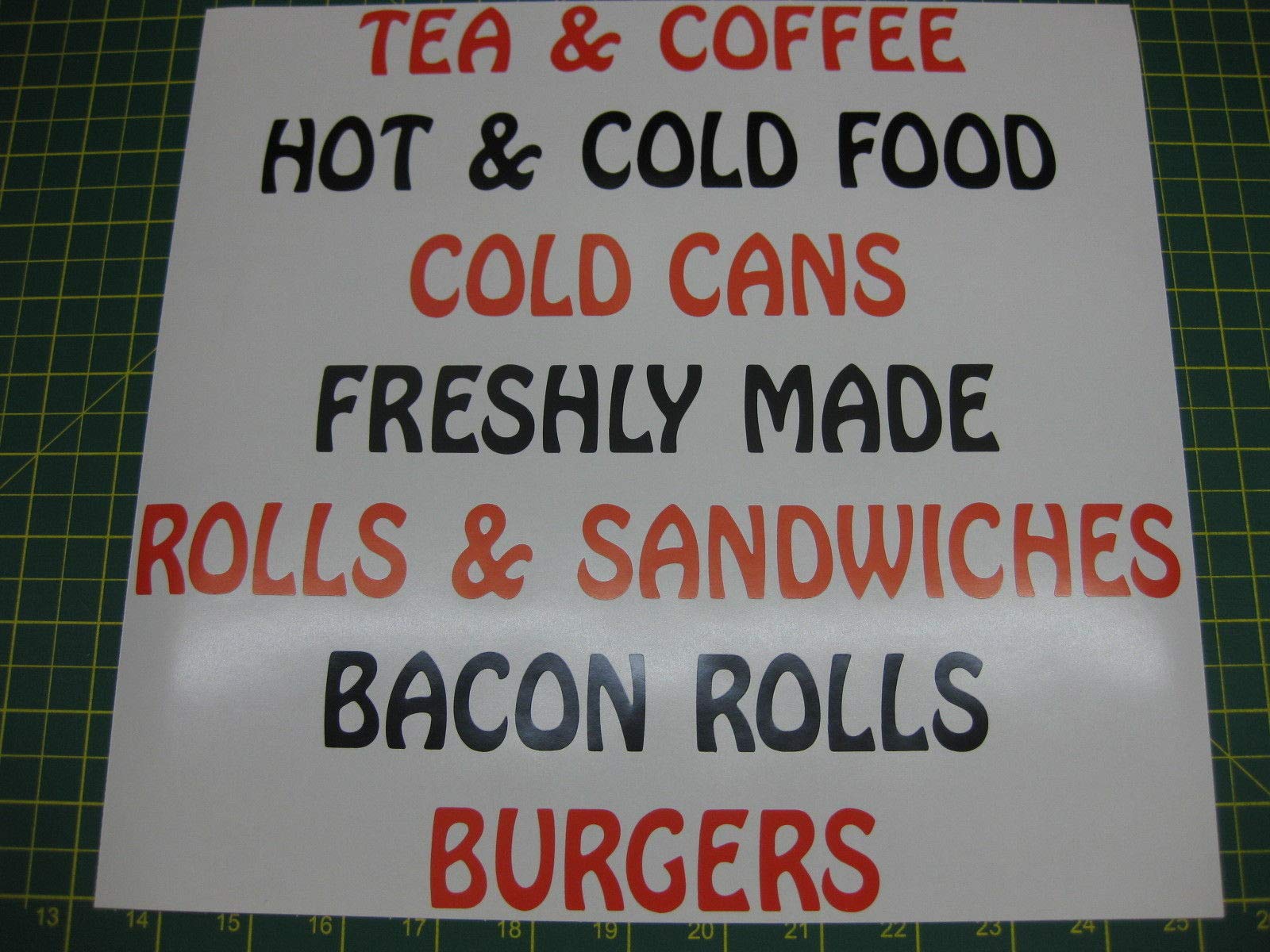 Neo Graphix SET OF BURGER VAN CATERING TRAILER STICKERS v002 RED & BLACK