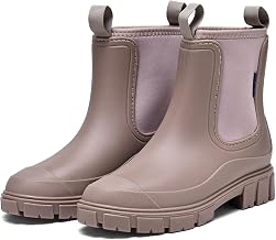 Stivali di Gomma da Donna Foderati Chelsea Impermeabile Antivento a Mezza Altezza Boots da Pioggia Comode Stivaletti da Giardino 36-41EU