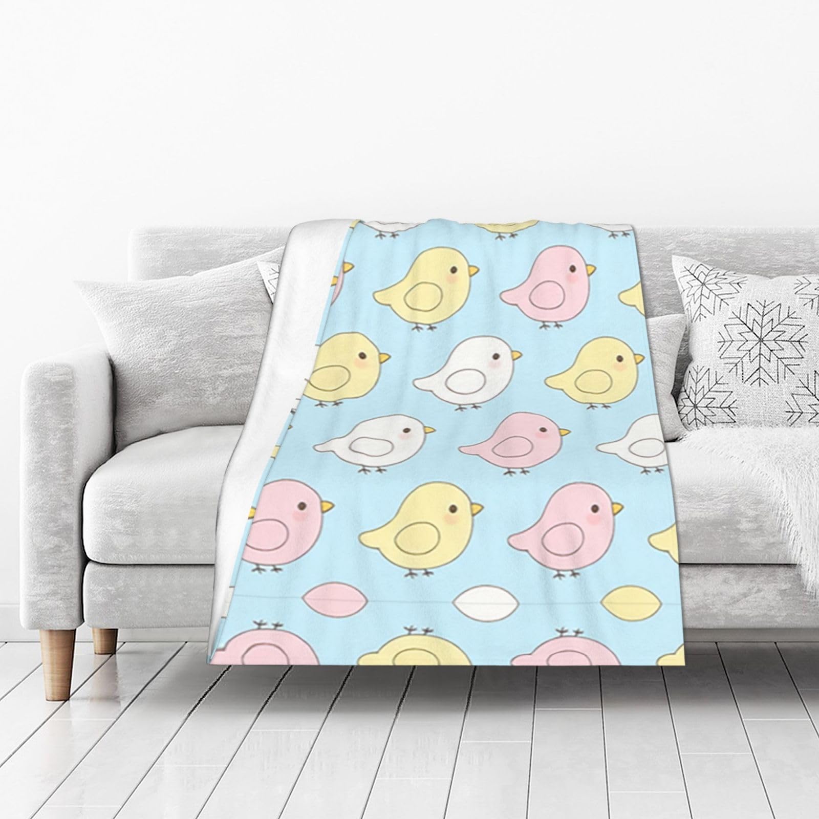 DUYIOKH Pastel Birds Print Thick Throw Blanket, Blanket for Couch Bed Warm Travel Blanket for Camping Movie Night