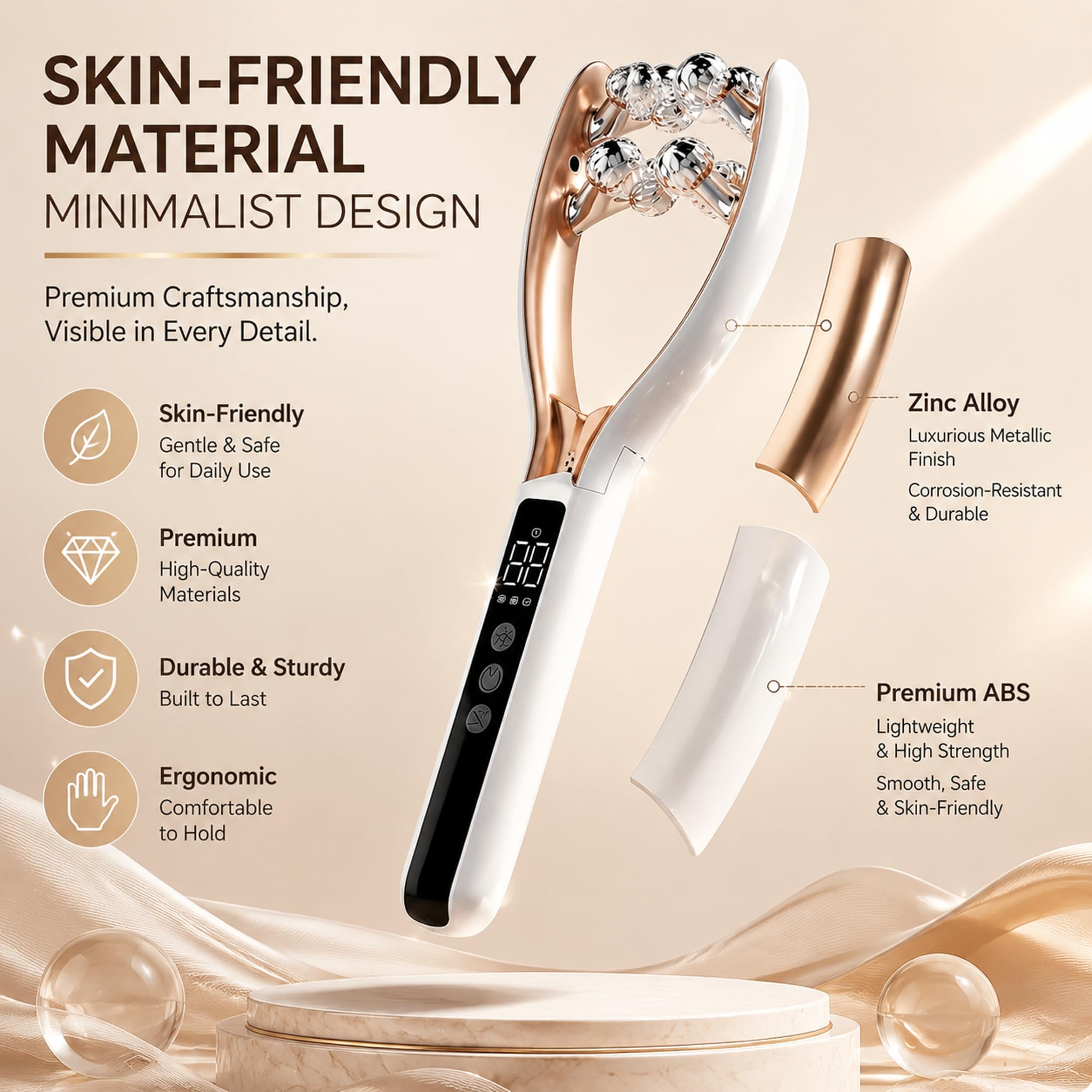 LumiSculpt Lymphatic Drainage Massager - 2026 New Heated Soothing Body Sculpting Tool, Facial Beauty Device, Lymphatic Contour Face Brush Face Roller for Home & Travel Use