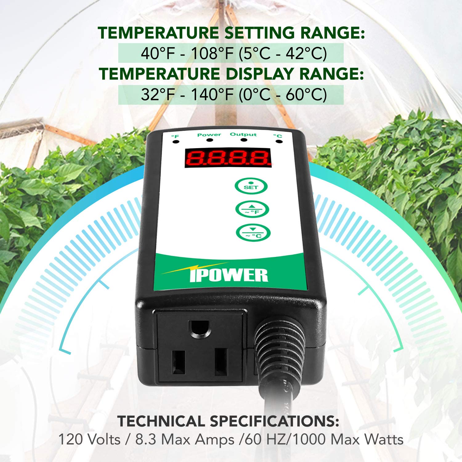 iPower Digital Heat Mat Thermostat Controller 40-108F