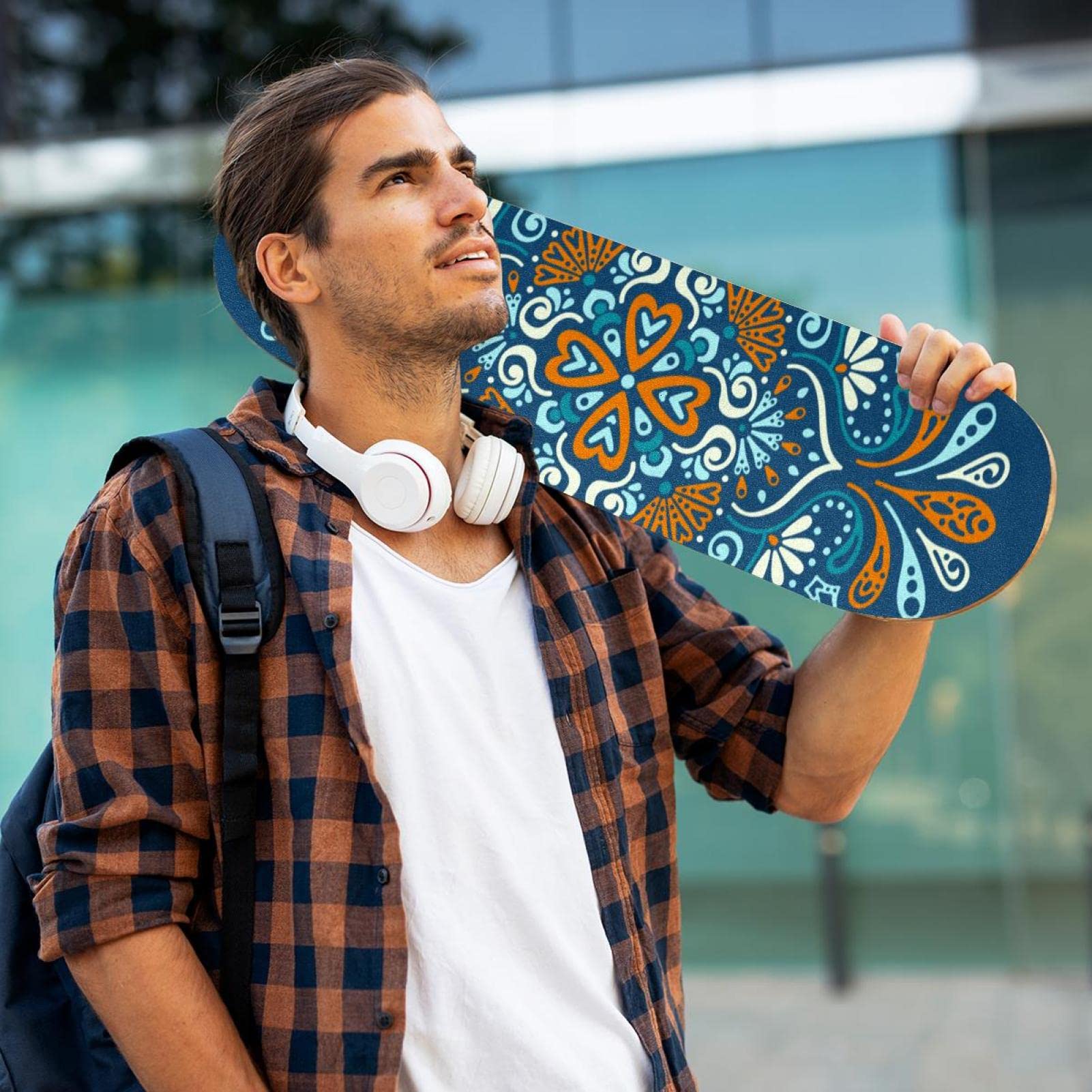 Mandala, Boho, indisch, Bohemia, 2 Stück, Skateboard-Griptape, Schleifpapier, Longboard, Aufkleber, Roller, Deck, Sandpapier