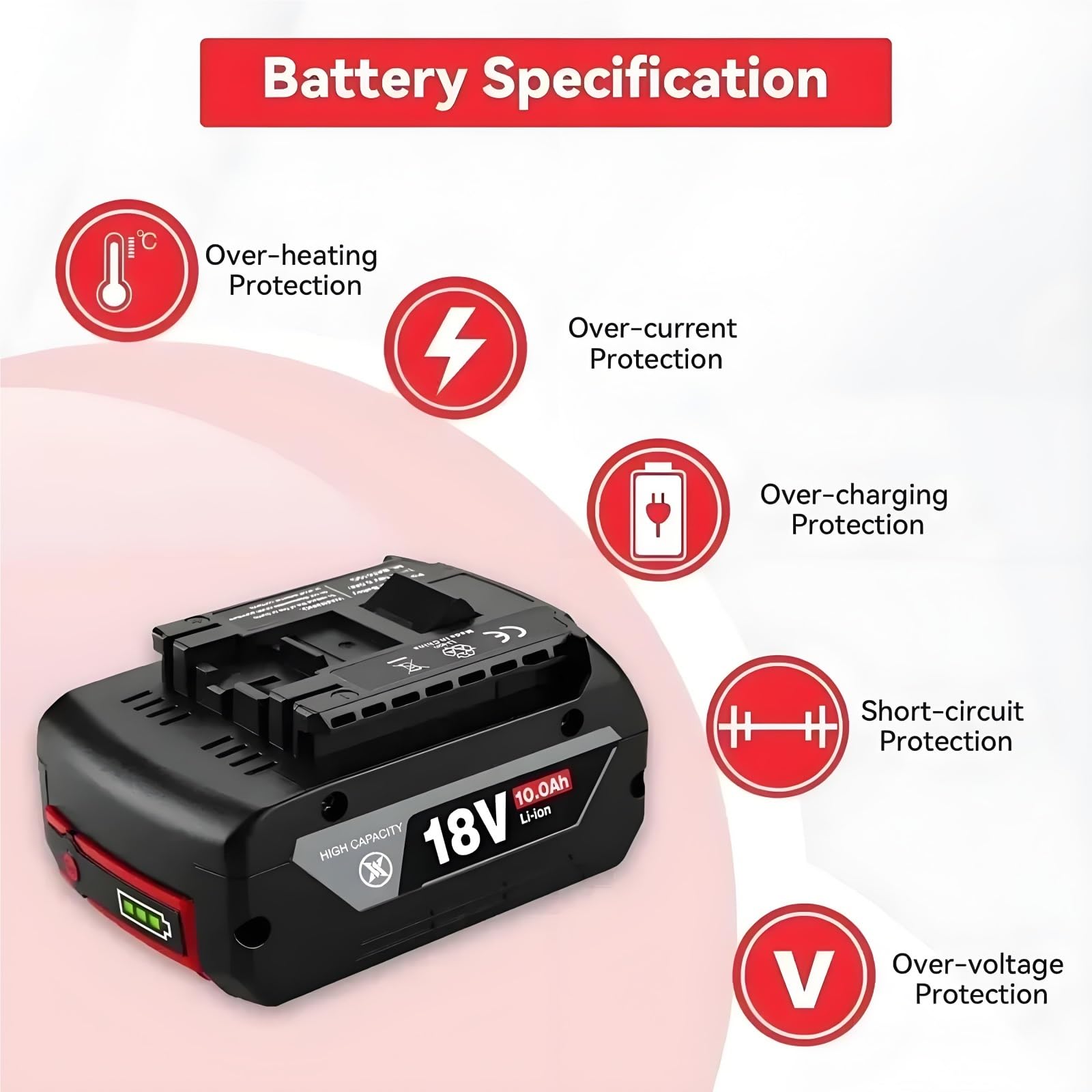 Batteria Li-Ion 18V 12Ah Compatibile con Bosch Utensili Elettrici BAT609 BAT618 BAT619G 18650 550g Ricaricabile con Opzione Caricatore (1PCS)