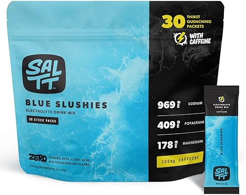 Miniatura 1 de SALTT - Mezcla de bebida con sabor a electrolitos en polvo - Blue Slushies - 30 paquetes de hidratación - Magnesio, potasio, sodio, oligominerales -