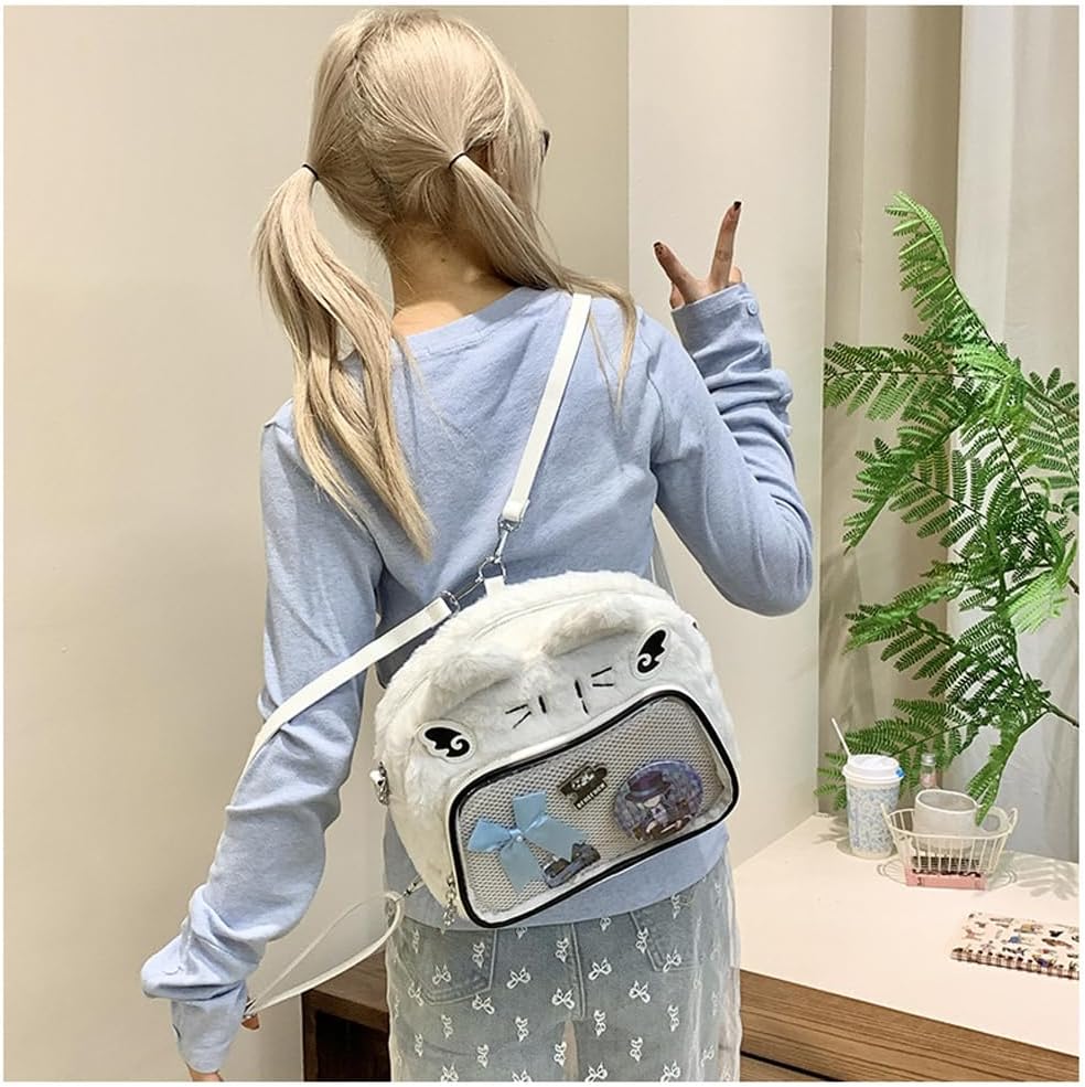 Cute Cat Ita Bag Pin Display Backpack Kawaii Furry Ita Bag Crossbody Y2k Aesthetic Shoulder Purse(Pins NOT Included) - Image 3