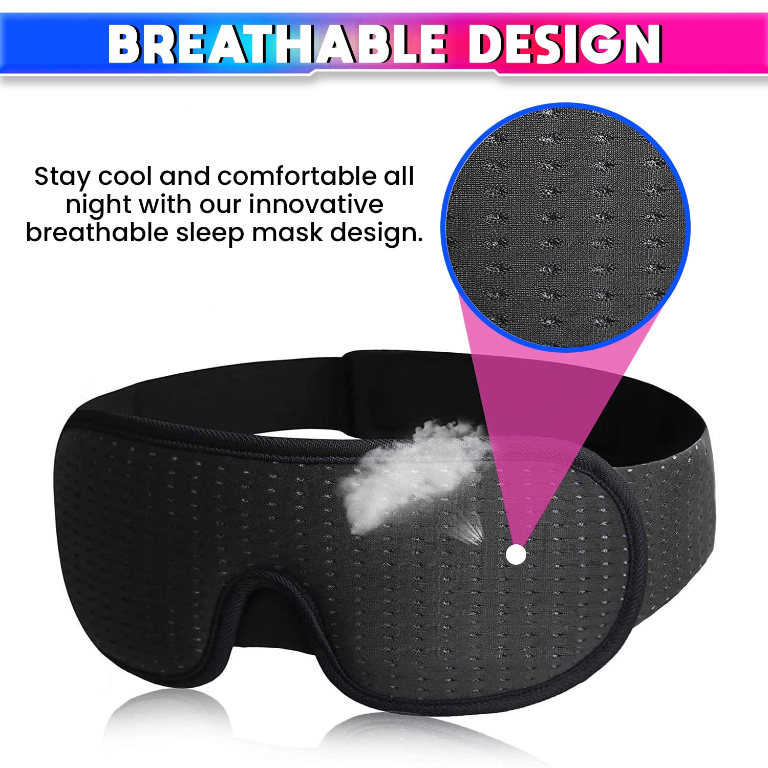 amiciCare Fabric 3D Eye Sleeping Mask: Ergonomic Blindfold For Superior Comfort With Zero Eye Pressure And Total Darkness,Black 4