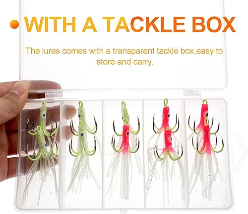 Miniatura 5 de Ghanneey Fishing Assist Hooks, Fishing Jigs Hooks Fishing Octopus Hooks Luminous Jig Hooks for Bass Salmon Trout Saltwater and Freshwater