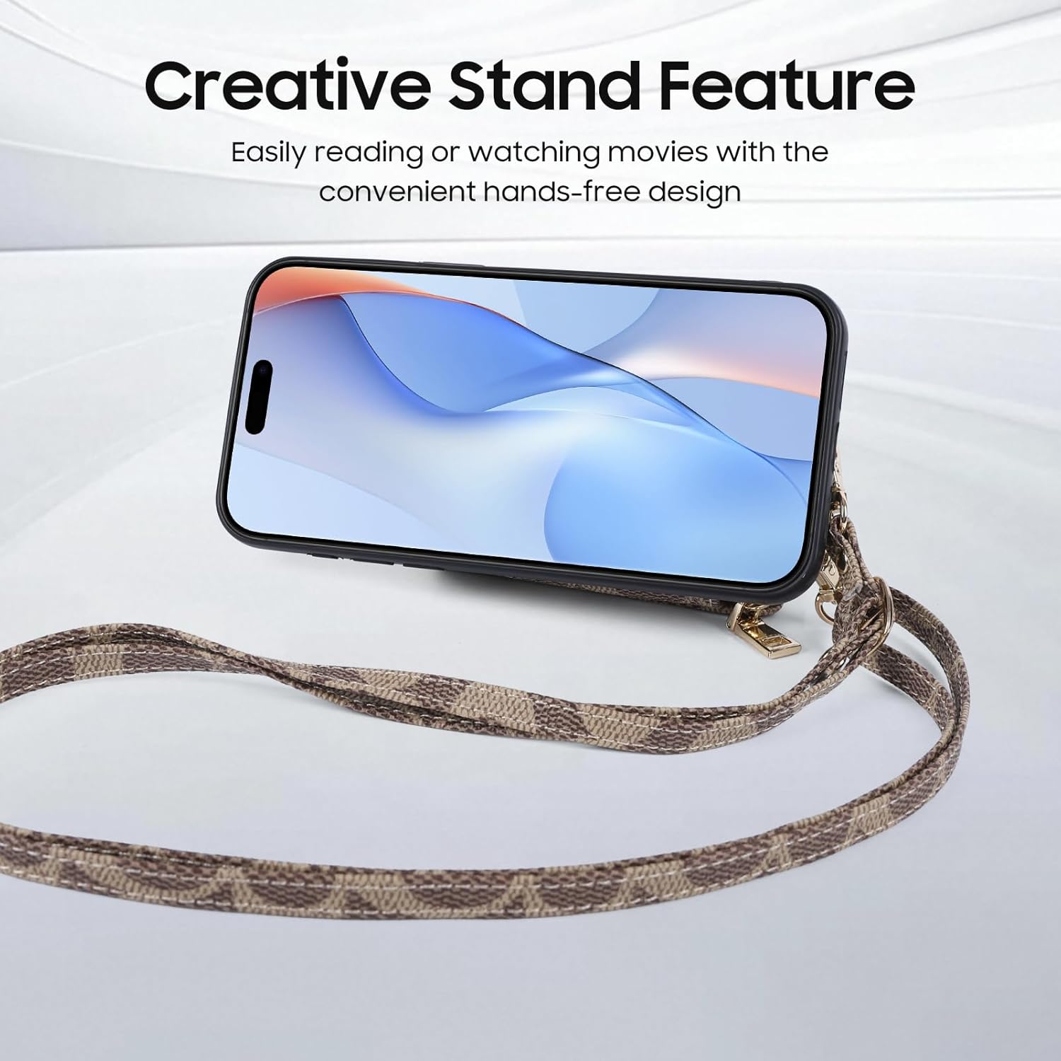 Zipper Wallet Phone Case for iPhone 15 Pro Max with Adjustable Lanyard and Kickstand,Shockproof,Anti-Scratches for 15 Pro Max 6.7 inch-Khaki - Image 4