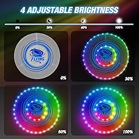 Vista 5 de 2 Pack Light up Flying Discs for Kids, Rechargeable Disc with 45 LEDs, 14 Lighting Modes(10")&Built-in Battery Disc(7.8"), Glow in The Dark Ring for