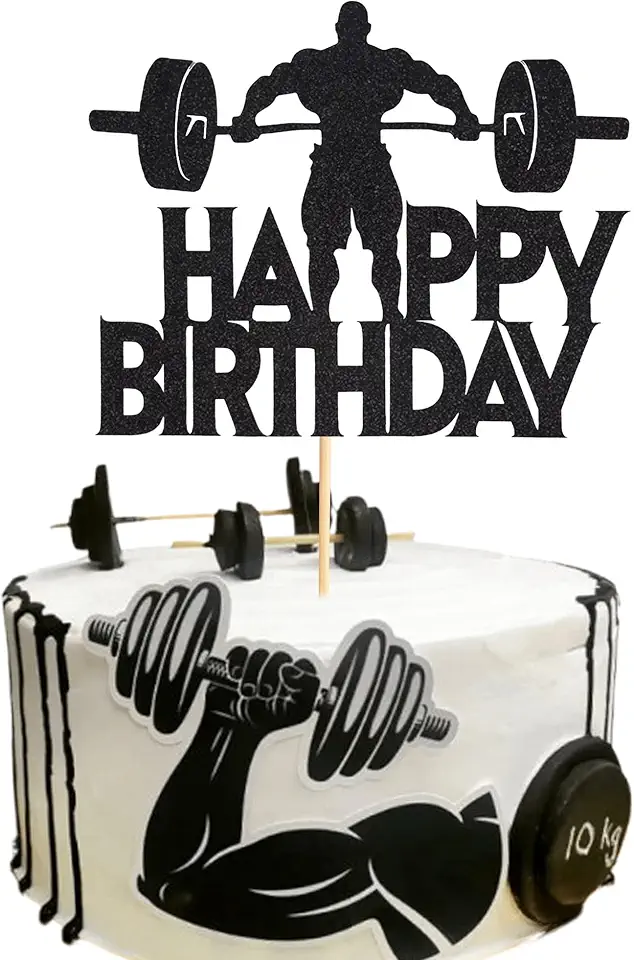 1Pc Fitness Cake Topper - Gym Themed Weight...