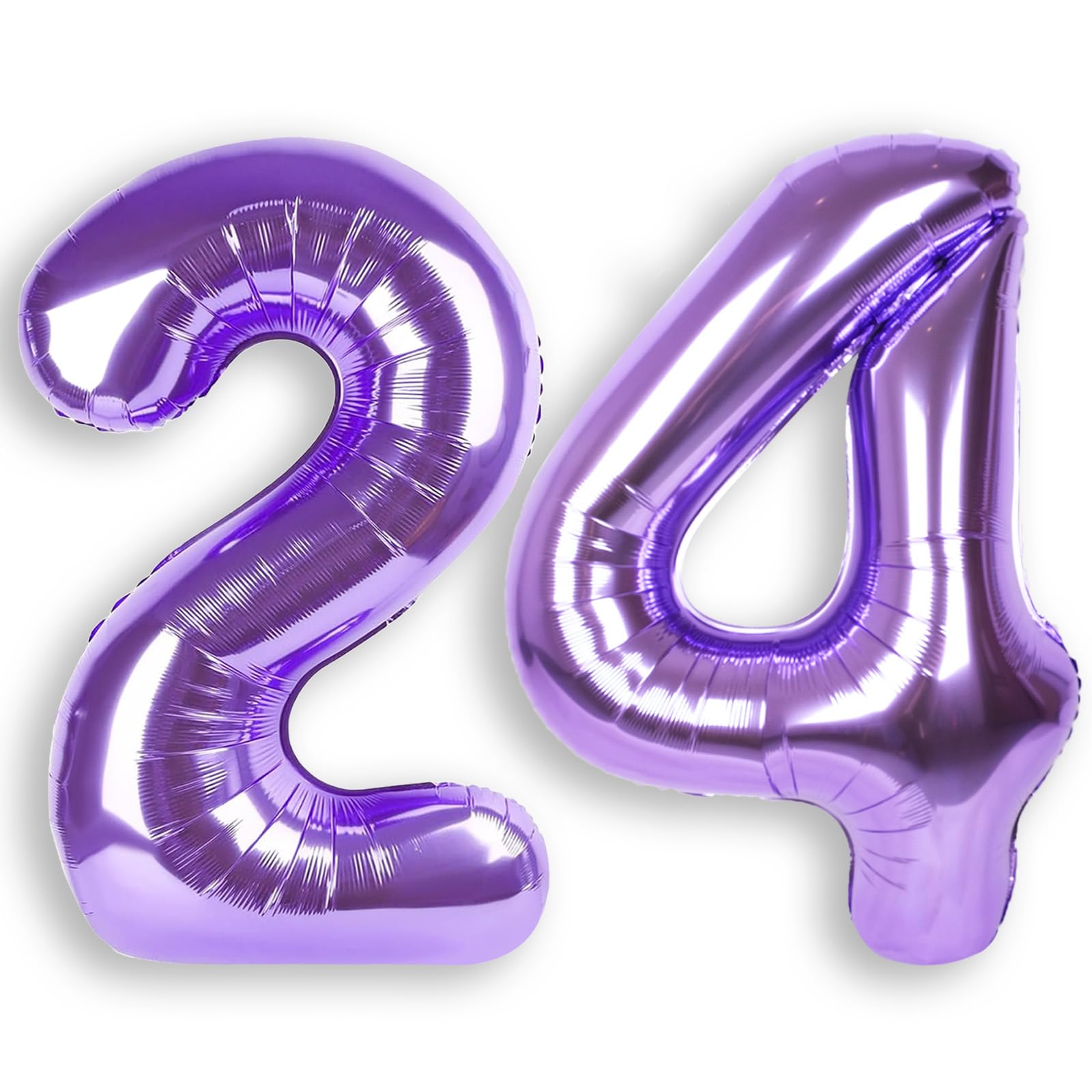 24 Balloon Number 40 Inch for Boy or Girl Big Purple Foil Mylar Large 24 Number Balloon Happy 24th Birthday Party Anniversary Decorations Supplies