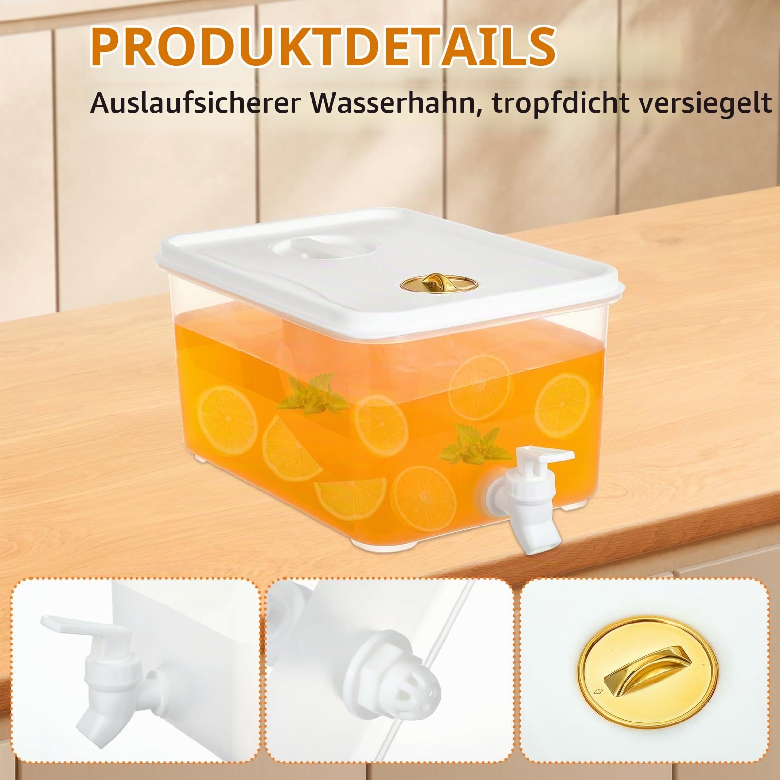 4 Stück 5L Getränkespender mit Zapfhahn,Kunststoff Wasserspender für Limonade, Saft, Wasser, Kalte Getränke, Trinksäule Drink Dispenser mit Wasserhahn für Partys