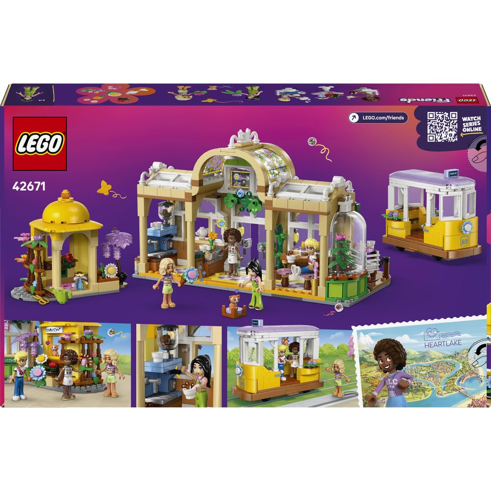 LEGO Friends Zielona kawiarnia i kwiaciarnia 42671 | Miejska kawiarnia, zestaw do odgrywania ról, prezent dla dziewczynki i chłopca 9+, 1138 elementów