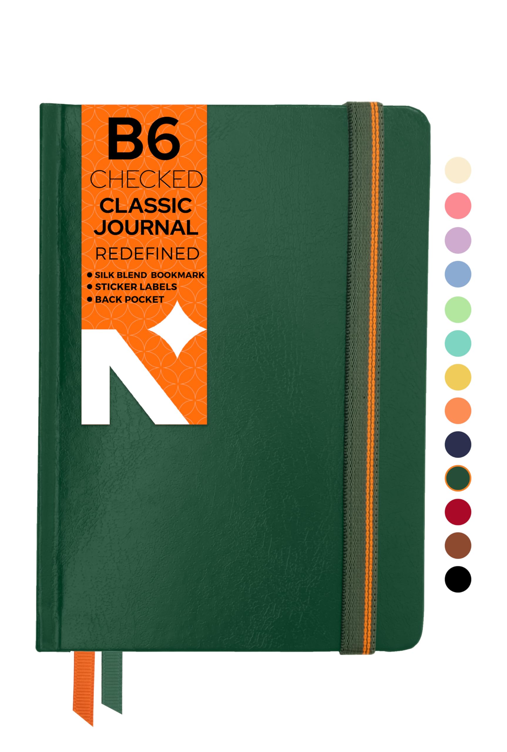 NEORAH - B6 Squared, Notebook β Checked Journal - 160 Pages- 110 GSM- (175 mm x 125 mm) - 2026 Office Notebook - Completely HANDMADE for journaling, writing, Note Taking, Diary for women and men-GREEN
