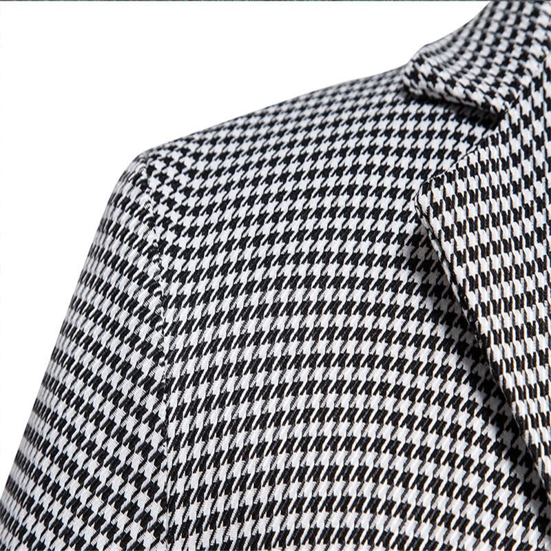 Blazer para hombre, ajuste delgado, ligero, de un solo botonadura, casual, negocios, pata de gallo