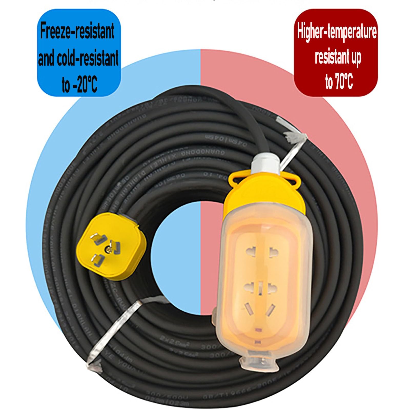 Wasserdichte Verlängerungskabel For Den Außenbereich Mit Steckdose – 2-adriges Stromkabel Aus Reinem Kupfer, Flexibler PVC-Mantel, Frostsicher, Sonnenbeständig Und Flammhemmend(30ft,2c-1.5mm2)