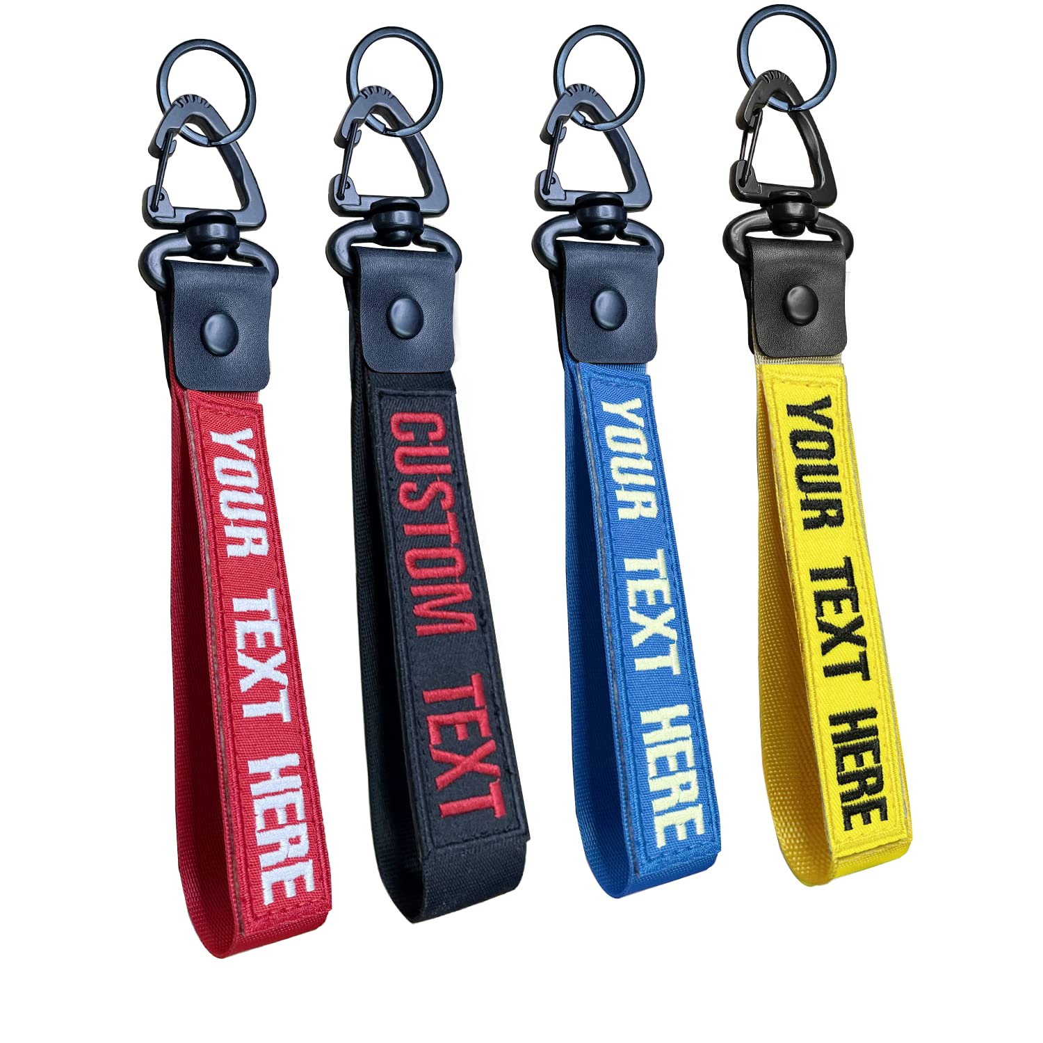 QJS PATCH keychain wristlet,Customzied Keychain,Personalized Key Tag with Key Ring camper key chain Clip Nylon Webbing Buckle for key,Tactical