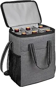 Bolsa Térmica Porta Vinho 6 Garrafas E Taças Alça Ajustável