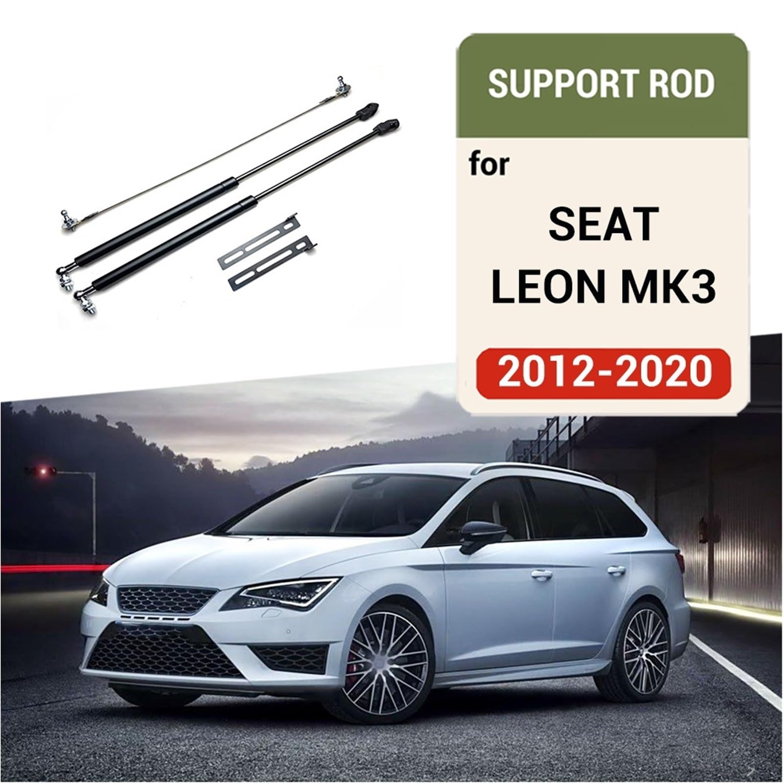 wspornik do podnoszenia sprężyny gazowej Pasuje Do SEAT Leon MK3 2012-2019 Przednia Maska, Modyfikacja, Siłowniki Gazowe Z Włókna Węglowego, Amortyzatory, Akcesoria(Piano black)