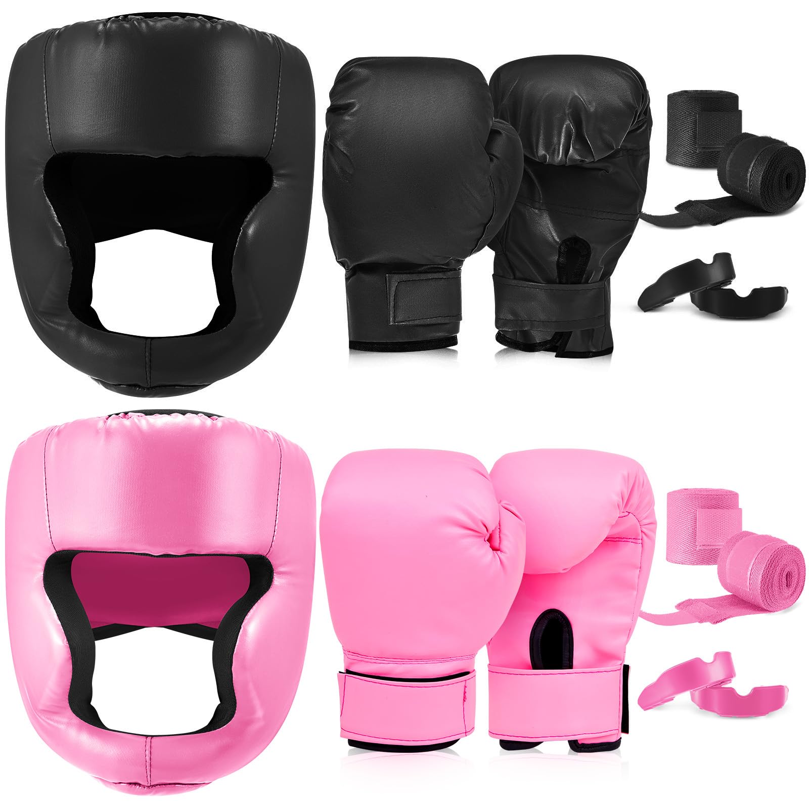 Kanayu 14 Pcs Boxing Set Including Pair of 16 oz Boxing Gloves Headgear  Helmet and Hand Wraps Mouth Guards Gifts for Adults Youth