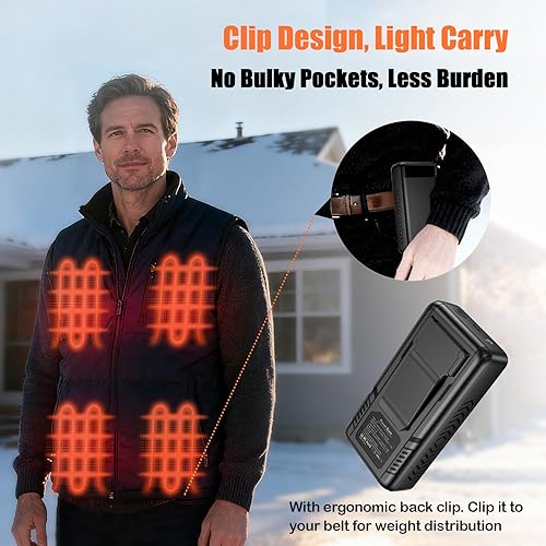 Miniatura 4 de Batería de 7.4V 5V 25000mah para Veats Calefaccionados, Chaquetas para ORORO, Venustas, Batería recargable para chalecos de calefacción, chaquetas,