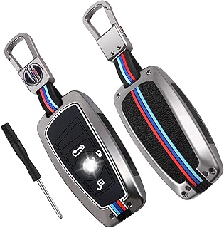 Yosemy Car Key Case Compatible with BMW Keys, Yosemy Zinc Alloy Car Key Case, Premium TPU Button Protective Case for Keyless Smart Remote 1 2 3 4 5 6 7 Series X1 X3 X4 X5 X6 M2 M4 M5 Z4 etc