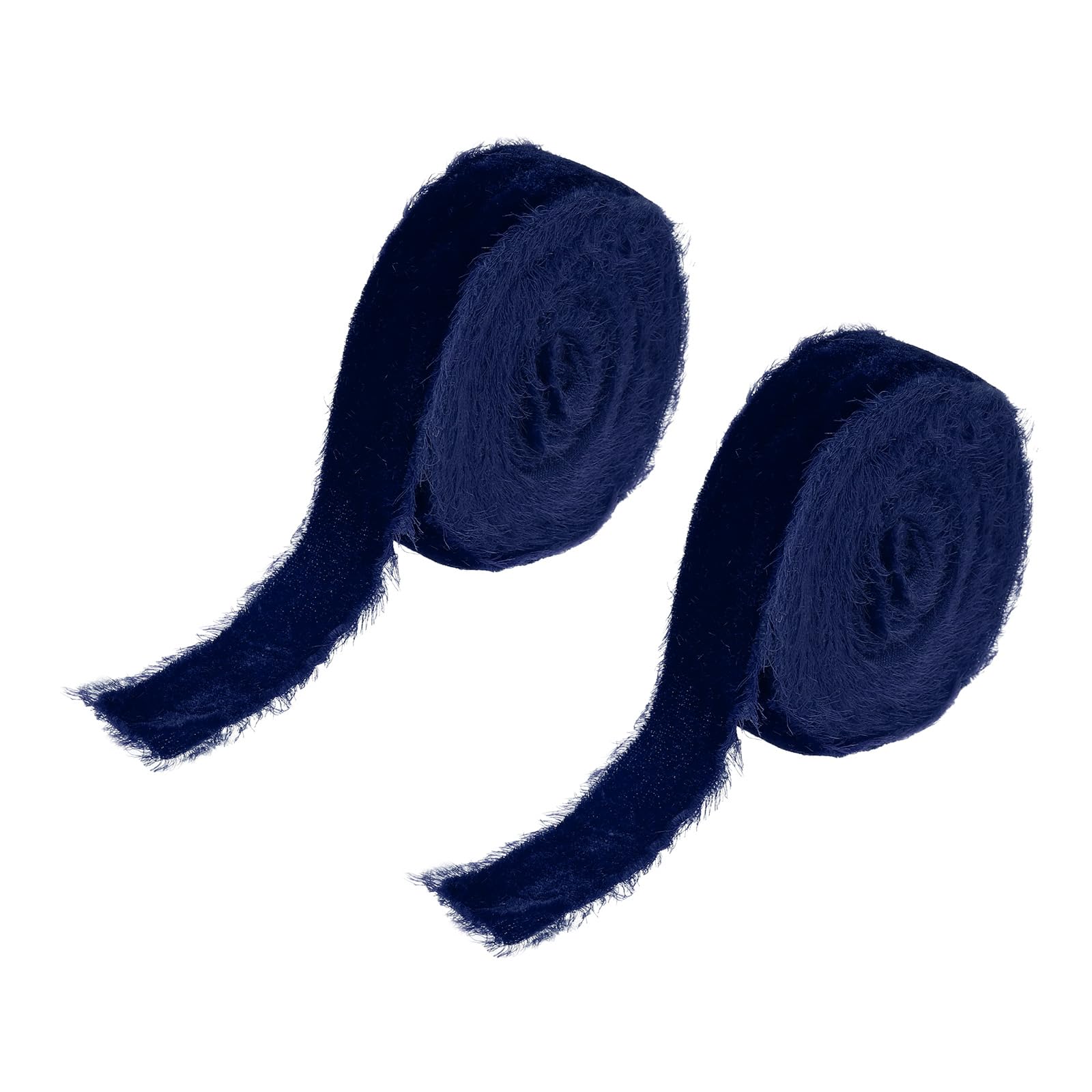 PATIKIL 1 Inch Velvet Ribbon, 2 Roll Total 6 Yard Velvet Frayed Fringe Ribbon for Gift Wrapping Flower Bouquet Wedding Invitations, Dark Blue