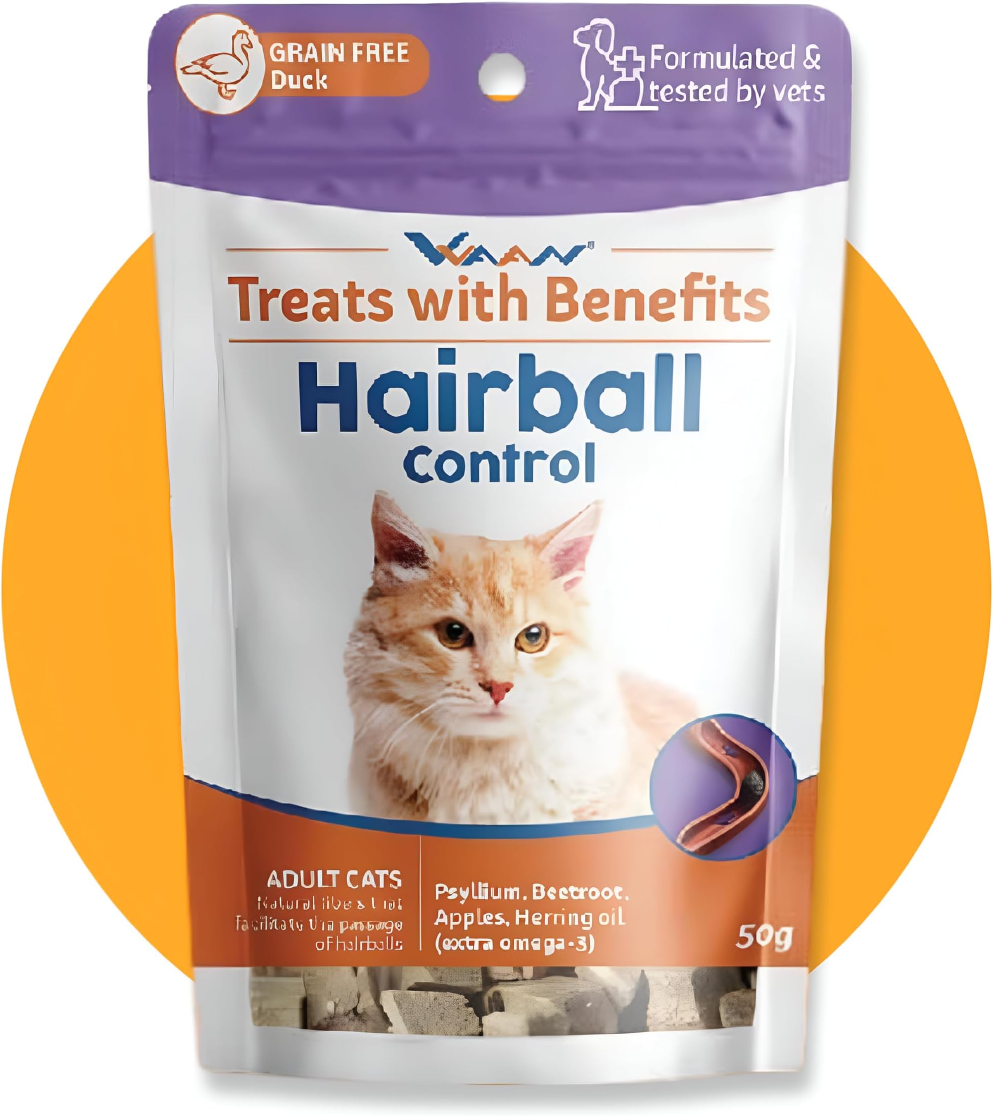 Vvaan Cat Treats Hairball Control Tasty Grain Free Vet formulated 50g
