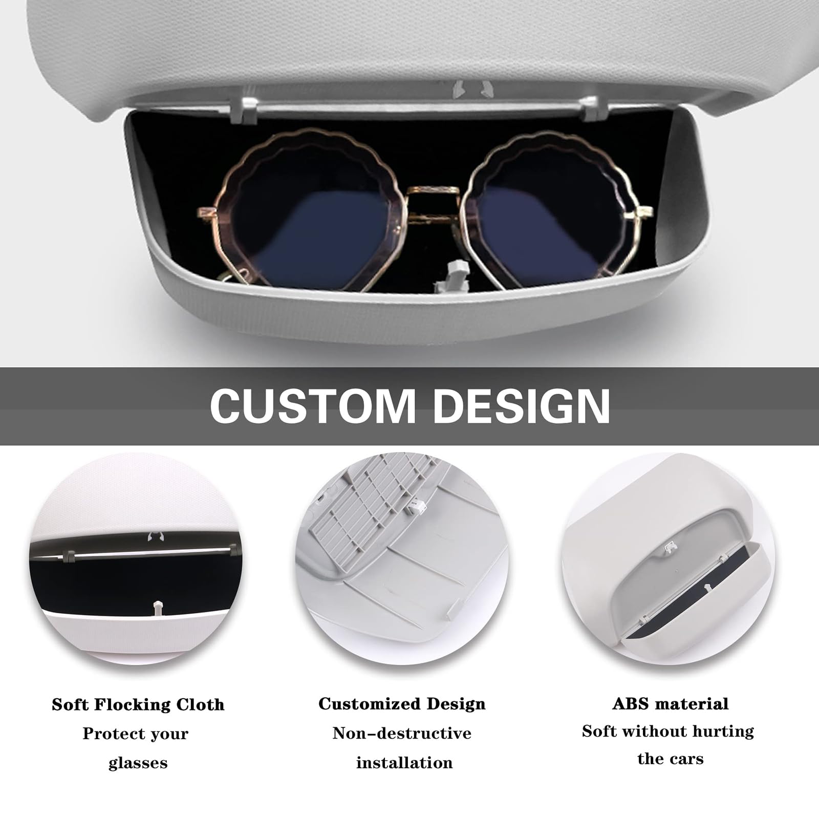 JITEM Porte Lunettes Pare Soleil Voiture pour R-enault Clio 4 3, Support Étuis Lunettes Soleil Organiseur BoîTe ABS Multifonction Arrimage et Rangement Intérieurs Accessoires Auto
