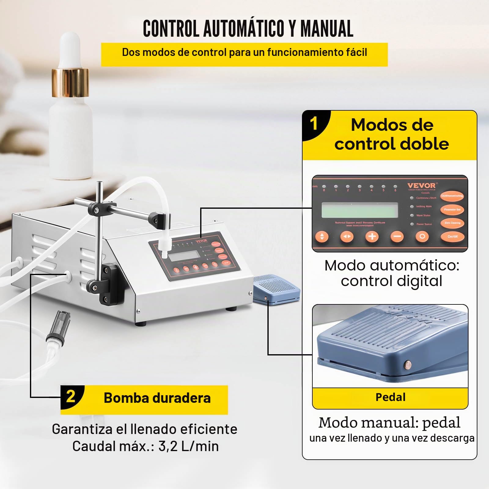 VEVOR Máquina de llenado de líquidos 2-3500ml GFK-160 Máquina de llenado de líquidos Bomba de control digital Máquina de llenado de líquidos Máquina automática de llenado de líquidos
