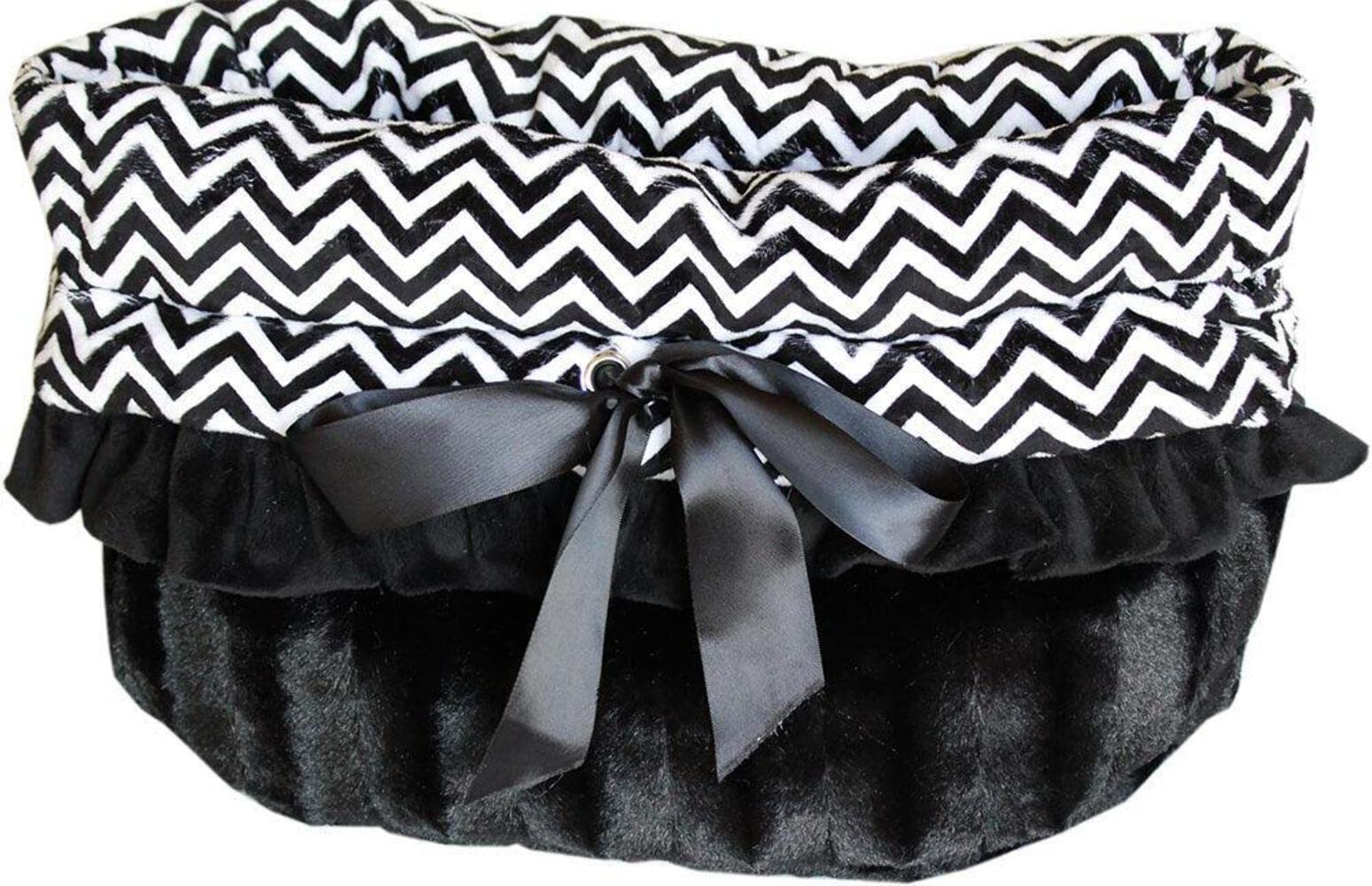 Mirage Pet Products Black Chevron Reversible Snuggle Bugs Pet Bed, Bag and Car Seat, One Size