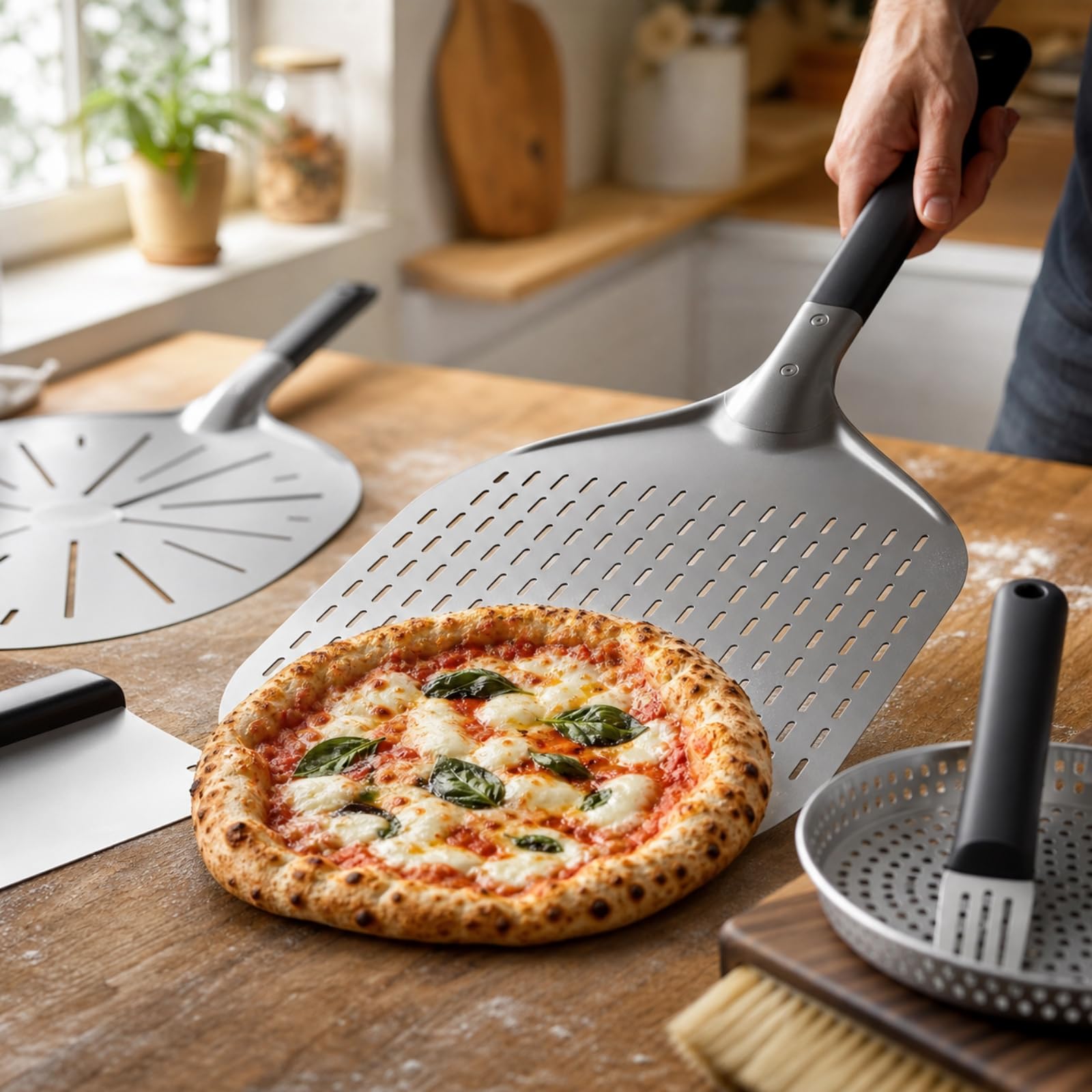 predolo 6 Pezzi Accessori Pizza Manico Lungo Utensili Alta Temperatura per Pizzaioli, Pizzeria
