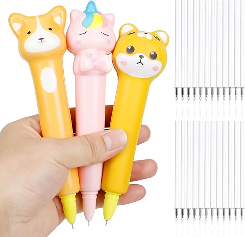 Bolígrafos Kawaii Squishies paquete de 3 bolígrafos de tinta de gel con animales divertidos para niños, estacionarios, ideales para aliviar el disponible en Yaxa Venezuela