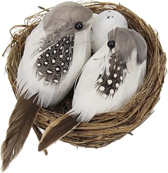 Artificial Birds and Bird Nest & Egg Set Miniature Ornament for Home Garden Party Decoration Photography Prop Artificial Nest for