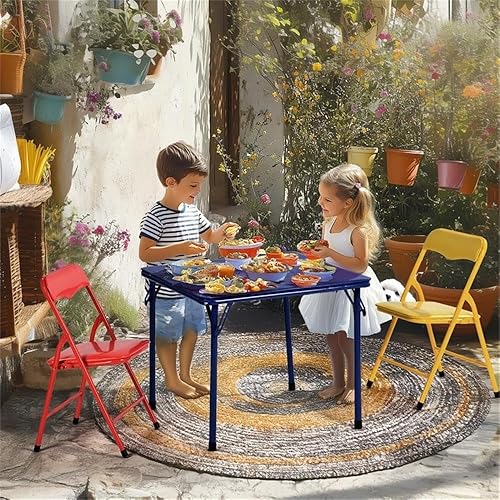 Miniatura 5 de Pemberly Row Juego de sillas de mesa para niños, juego de 2 piezas rojo y amarillo para jugar y cenar