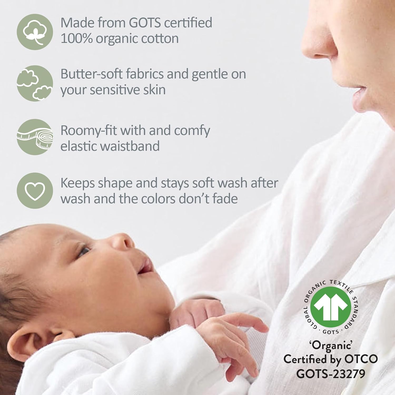 Unisex-Baby Fallon 3-Pack Footed Pants 100% Organic Cotton Bottoms for Baby Boys & Girls - Image 6