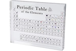 Jeanoko Periodic Table Of Elements with Authentic Elements Acrylic Alphabet for Teaching Decor