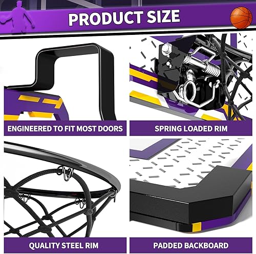 Miniatura 4 de Doloowee Aro de baloncesto para interiores para niños, mini aro de baloncesto con 4 bolas, juguetes de baloncesto para niños de 3, 4, 5, 6, 7, 8, 9,