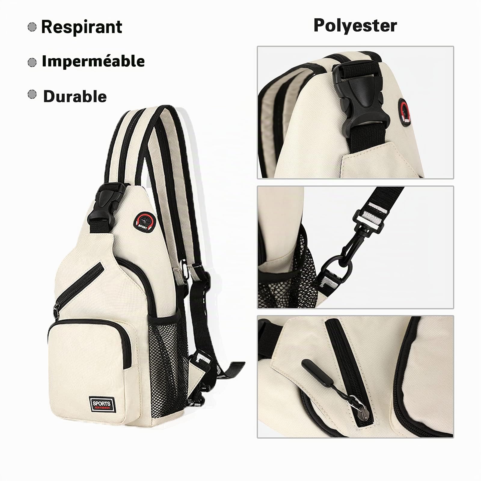 FANDARE Femme Sac de Poitrine Petit Sacs à Dos avec Trou pour écouteurs Sac à Bandoulière Fille Sacoche Bandouliere Sling Bag pour la Randonnée Vélo Camping Polyester Durable Bleu