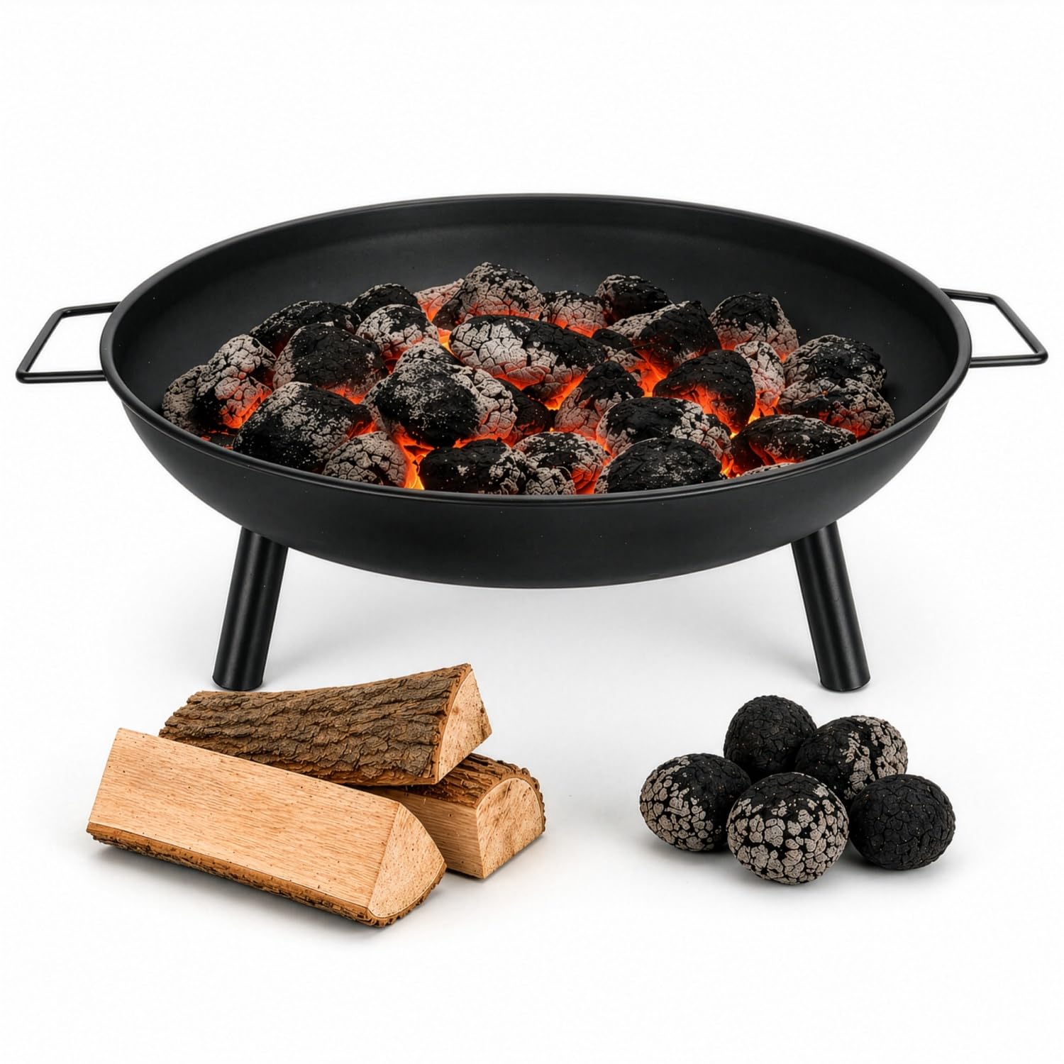 Adler Europe AD 6819 Braciere da Giardino 58cm Braciere in Acciaio per Esterno - per Legna e Bricchette di Legno