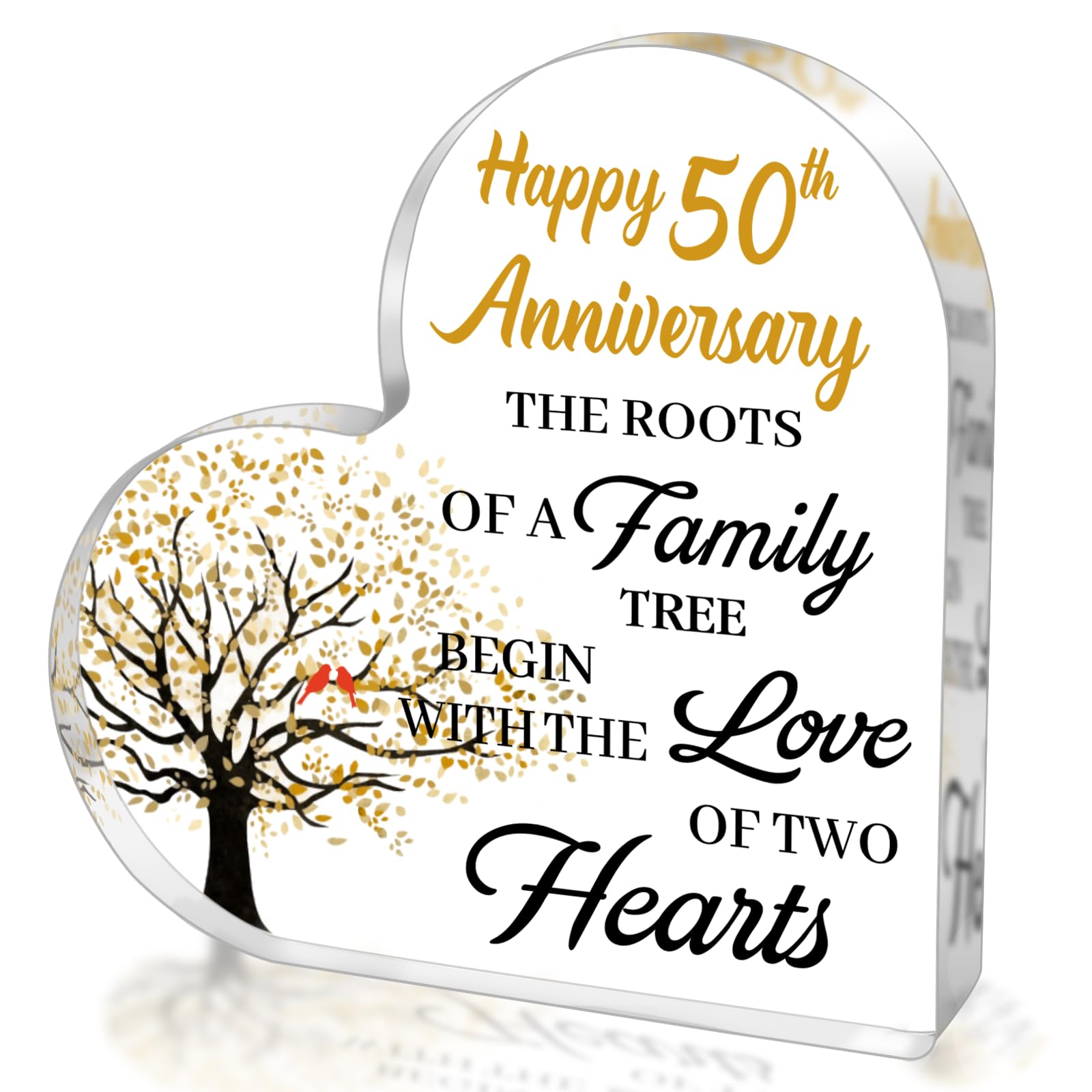 50th Anniversary Wedding Gifts for Couple Parents, Acrylic Heart Cake Topper Decorations, 50 Year Anniversary Presents Gifts Idea for Her Him