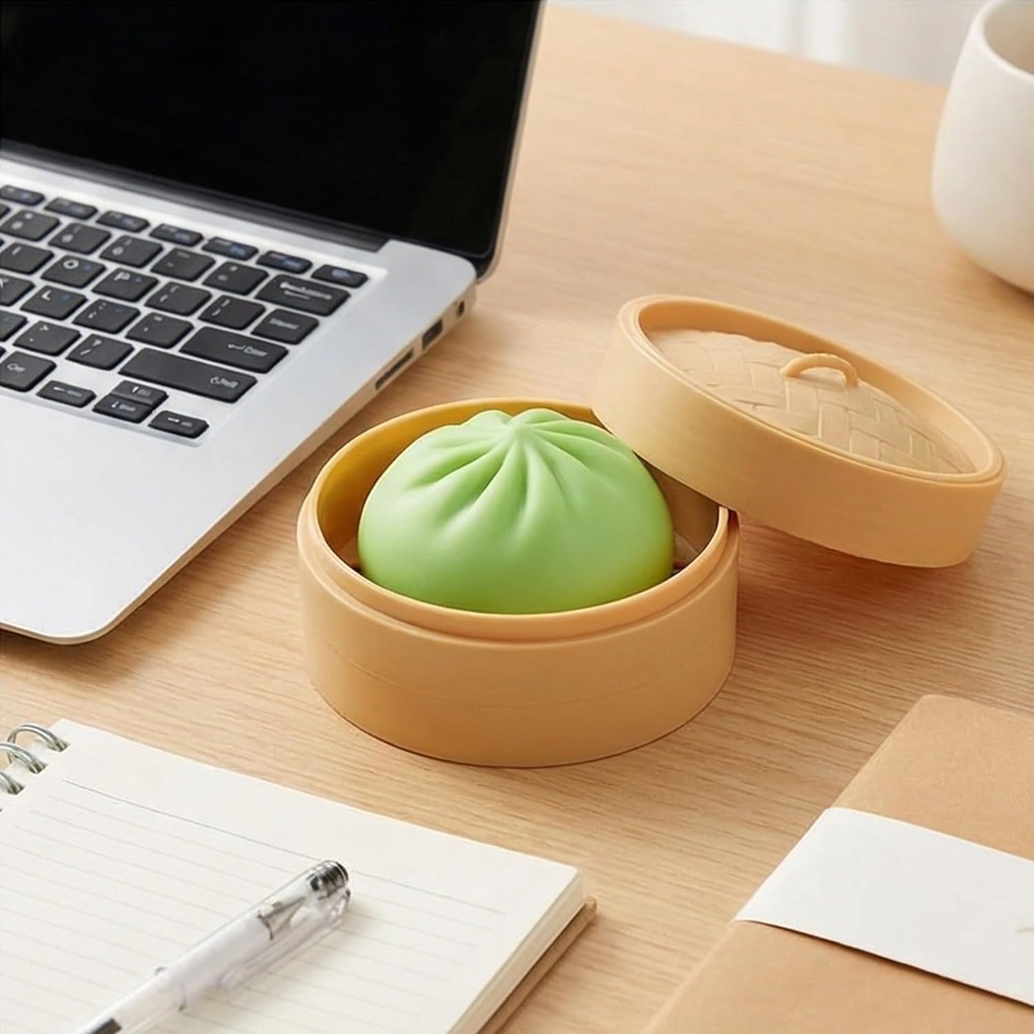 Creative Steamed Bun Squeeze Figurine - Unique Desktop Ornament Gift for Adults and Social Events Green
